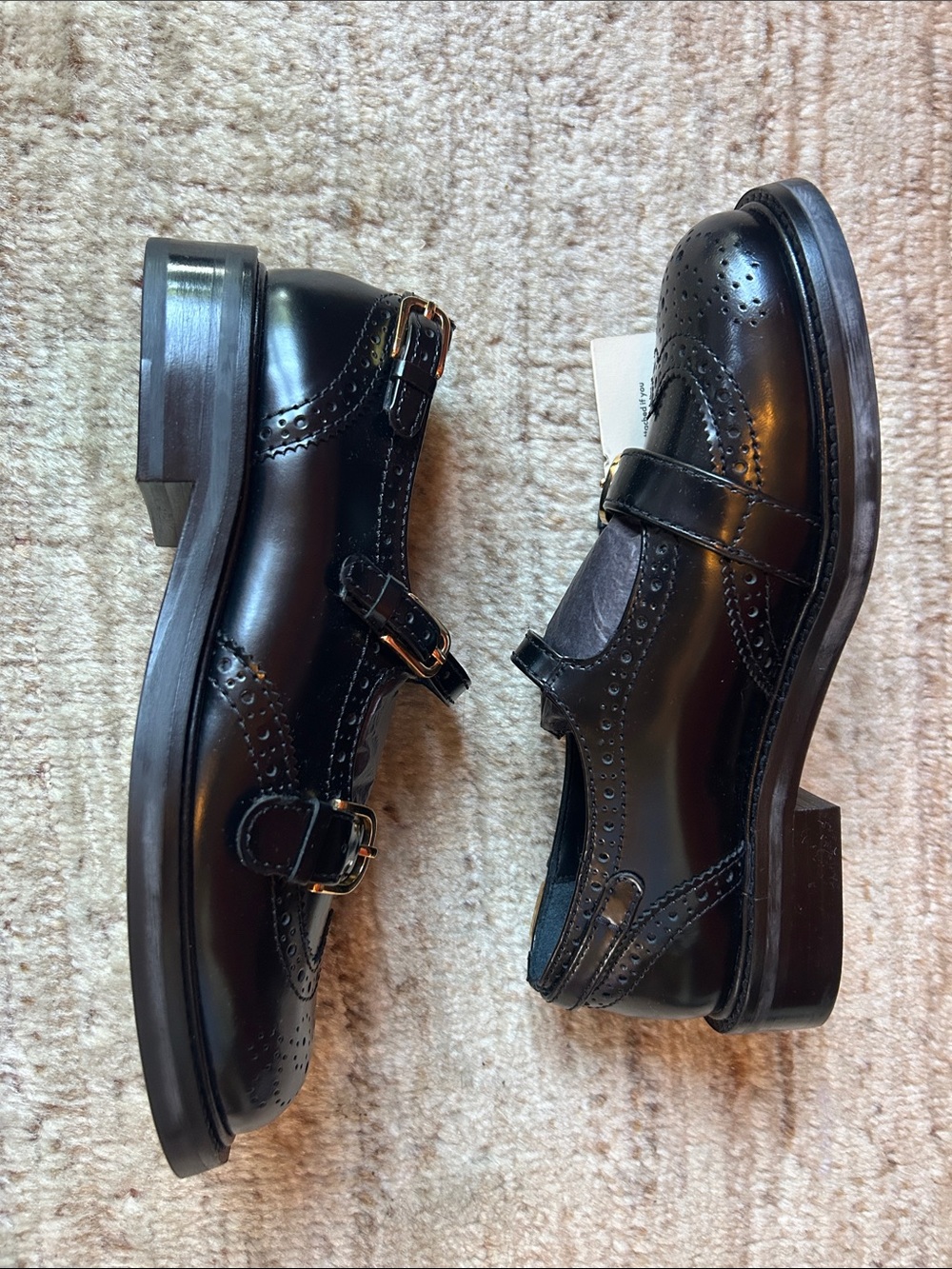 Sandro Multi-Buckle Mary Jane Loafers, Black, Wing Tip, Size 37FR, 7US MSRP $520 - Picture 8 of 11